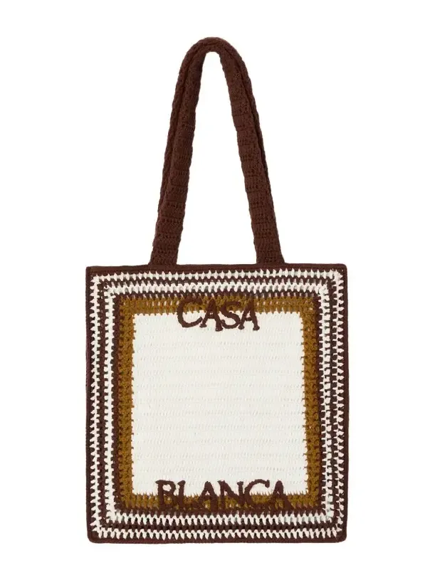 Casablanca White & Brown Crochet Bag