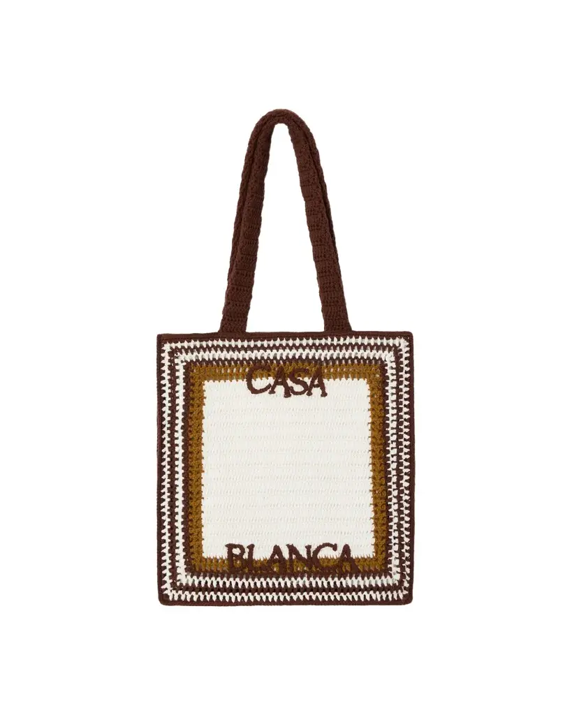Casablanca White & Brown Crochet Bag