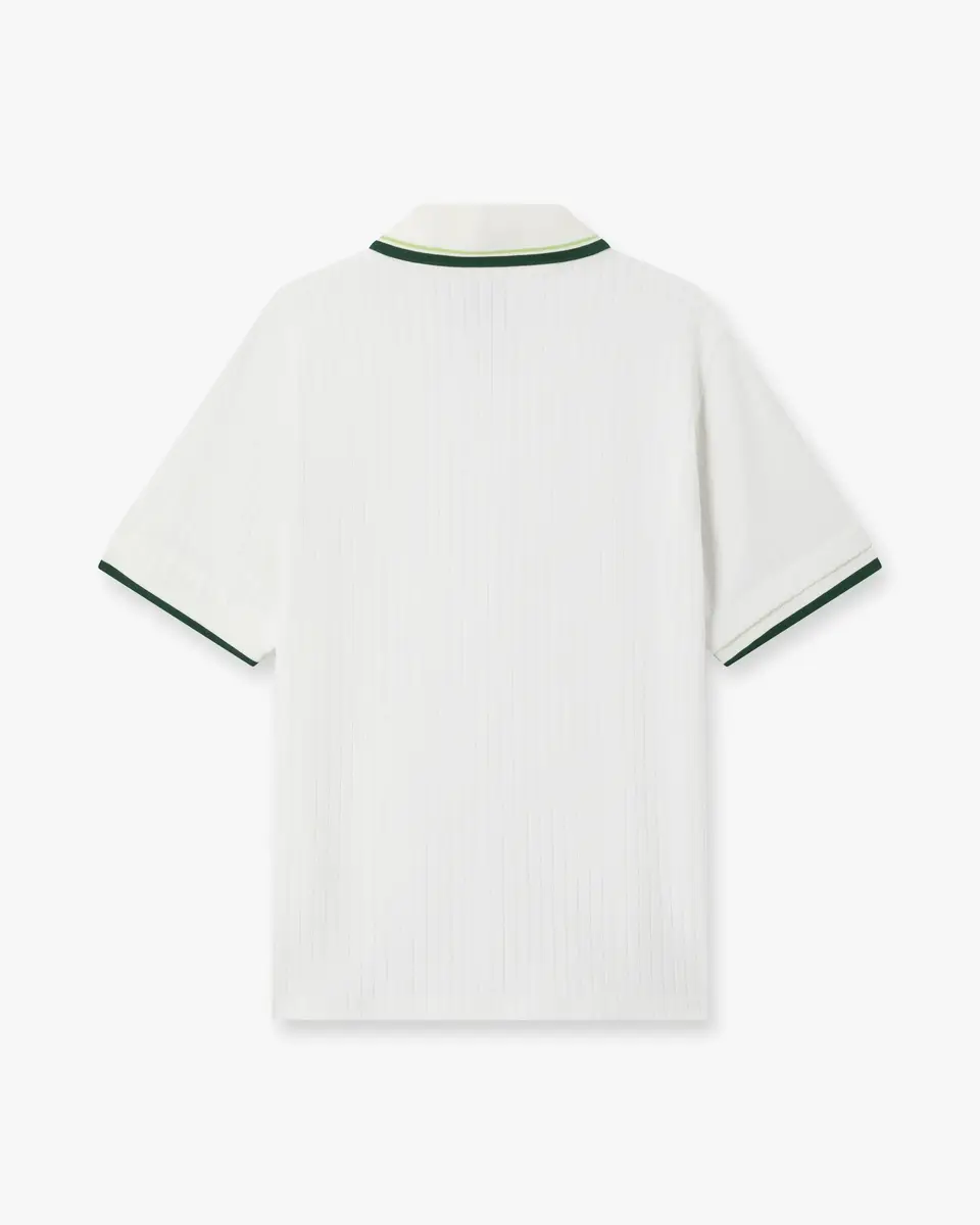 Casablanca White Striped Velour Zip-Up Short Sleeve Shirt | Thumbnail 6