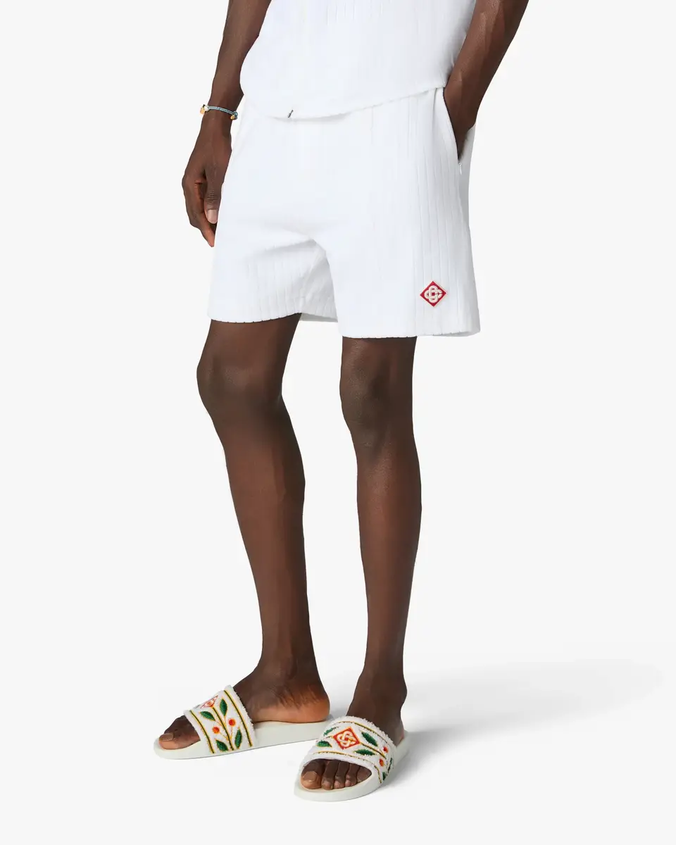 Casablanca White Embroidered Terry Slides | Thumbnail 2