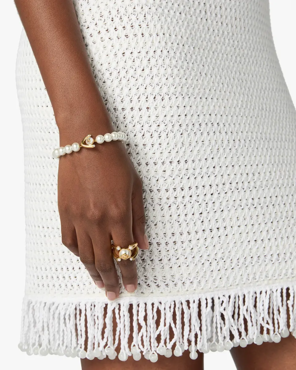 Casablanca Gold & White Lotus Pearl Bracelet | Thumbnail 4