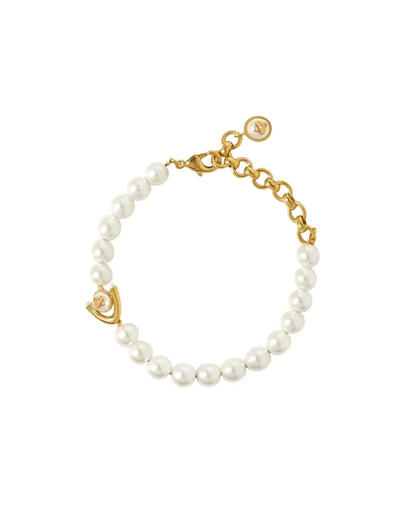 Casablanca Gold & White Lotus Pearl Bracelet