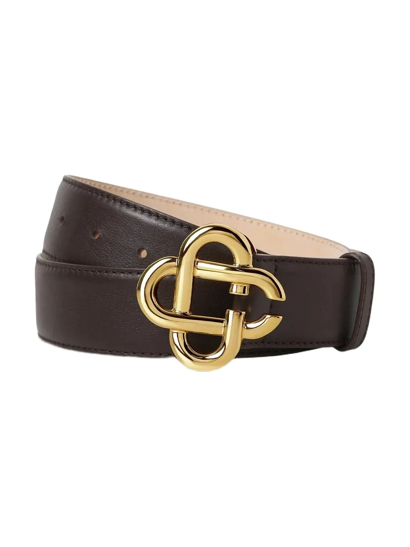 Casablanca Brown & Gold Classic Leather CC Logo Belt