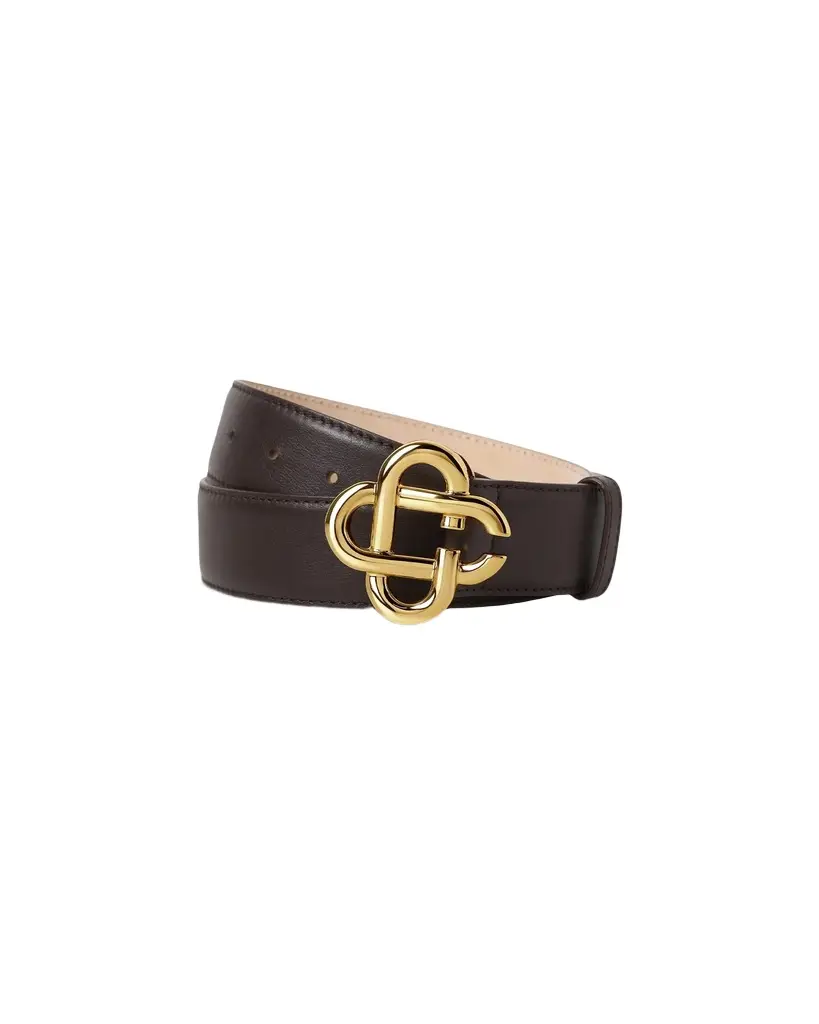 Casablanca Brown & Gold Classic Leather CC Logo Belt