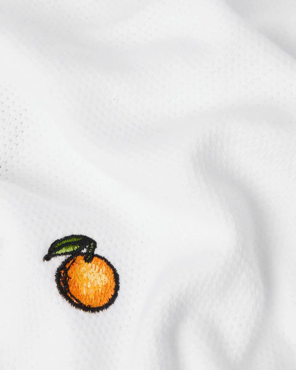 Casablanca White Icon Quarter Zip Embroidered Short Sleeve Polo Shirt in Light Blue | Thumbnail 6