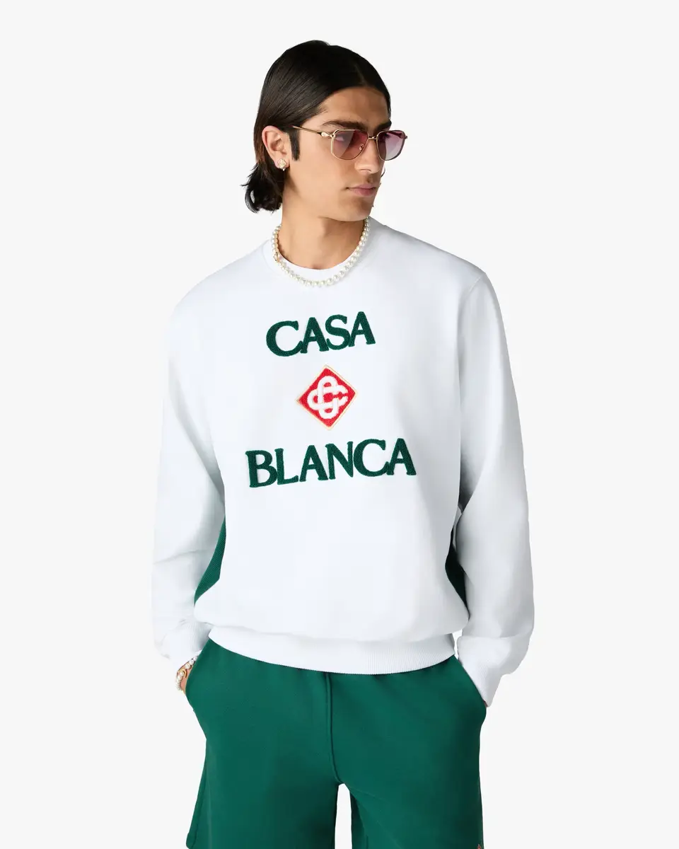 Casablanca White Casablanca Diamond Logo Embroidered Sweatshirt | Thumbnail 4 Casablanca White Casablanca Diamond Logo Embroidered Sweatshirt | Thumbnail 4