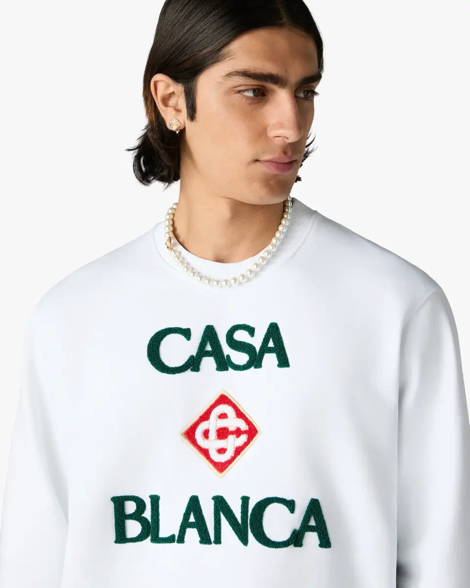 Casablanca White Casablanca Diamond Logo Embroidered Sweatshirt | Thumbnail 5 Casablanca White Casablanca Diamond Logo Embroidered Sweatshirt | Thumbnail 5
