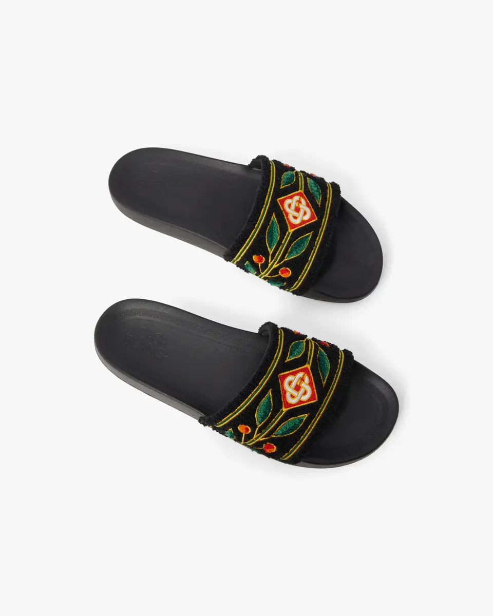 Casablanca Black Embroidered Terry Slides | Thumbnail 3 Casablanca Black Embroidered Terry Slides | Thumbnail 3