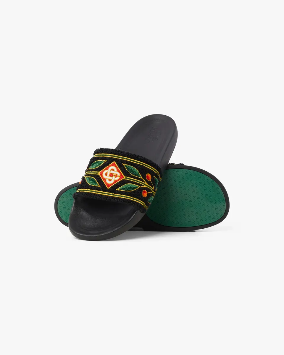Casablanca Black Embroidered Terry Slides | Thumbnail 4 Casablanca Black Embroidered Terry Slides | Thumbnail 4