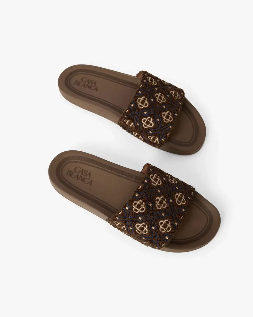 Casablanca Brown Monogram Pool Slides | Thumbnail 2 Casablanca Brown Monogram Pool Slides | Thumbnail 2
