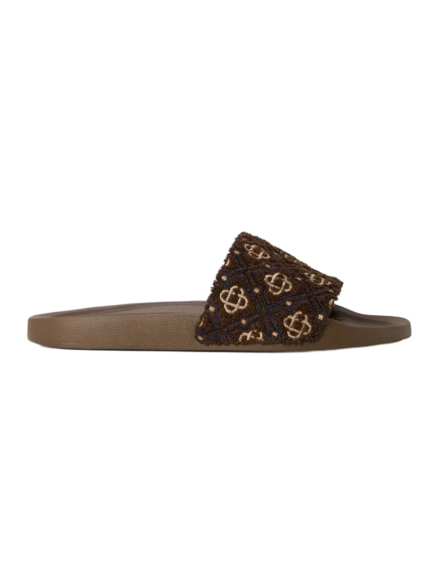 Casablanca Brown Monogram Pool Slides