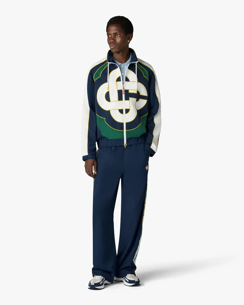 Casablanca Green & Navy Check Applique Windbreaker Jacket in Yellow | Thumbnail 2