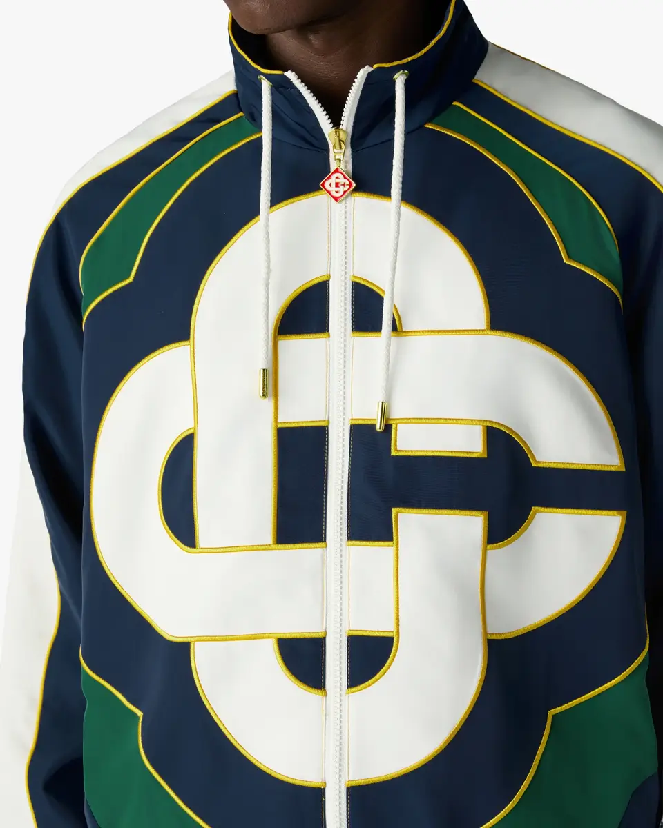 Casablanca Green & Navy Check Applique Windbreaker Jacket in Yellow | Thumbnail 5