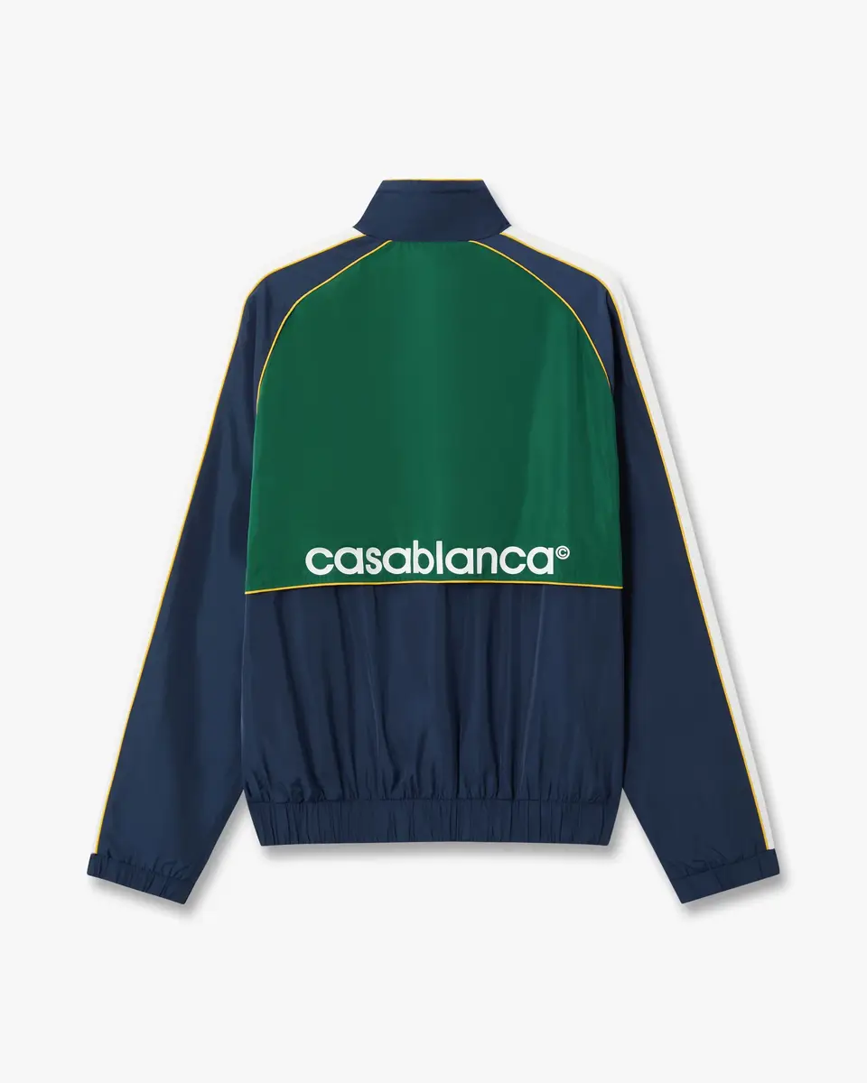 Casablanca Green & Navy Check Applique Windbreaker Jacket in Yellow | Thumbnail 6