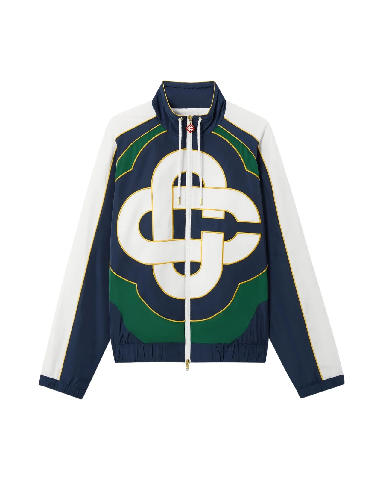 Casablanca Green & Navy Check Applique Windbreaker Jacket in Yellow