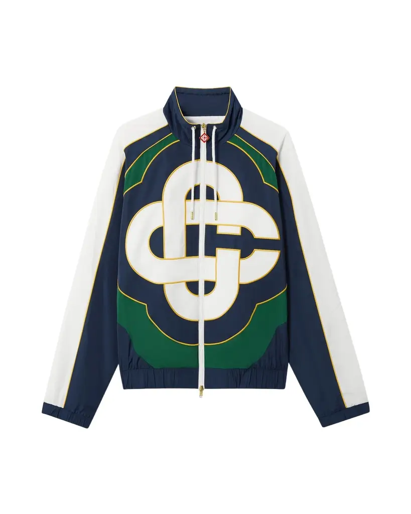 Casablanca Green & Navy Check Applique Windbreaker Jacket in Yellow