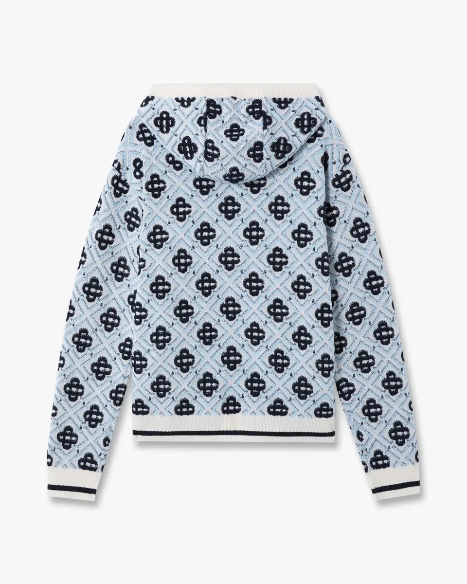 Casablanca Blue Merino Monogram Zip-Up Hooded Sweatshirt | Thumbnail 6 Casablanca Blue Merino Monogram Zip-Up Hooded Sweatshirt | Thumbnail 6