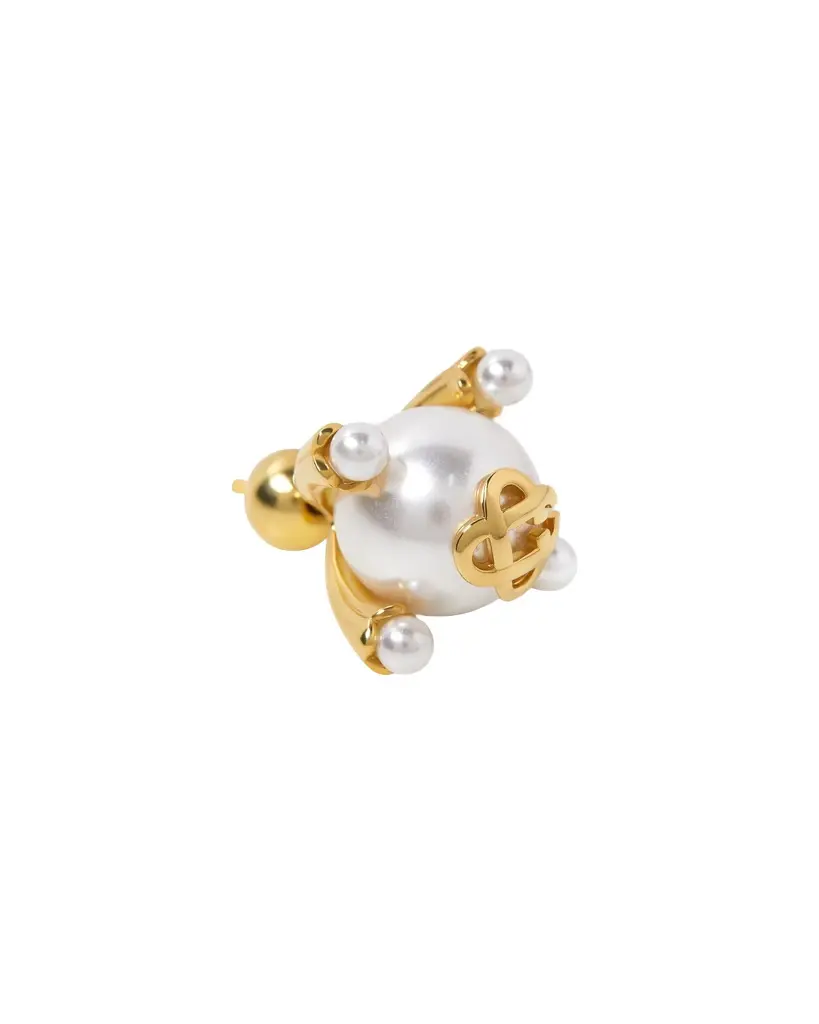 Casablanca Gold & White Lotus Pearl Studs