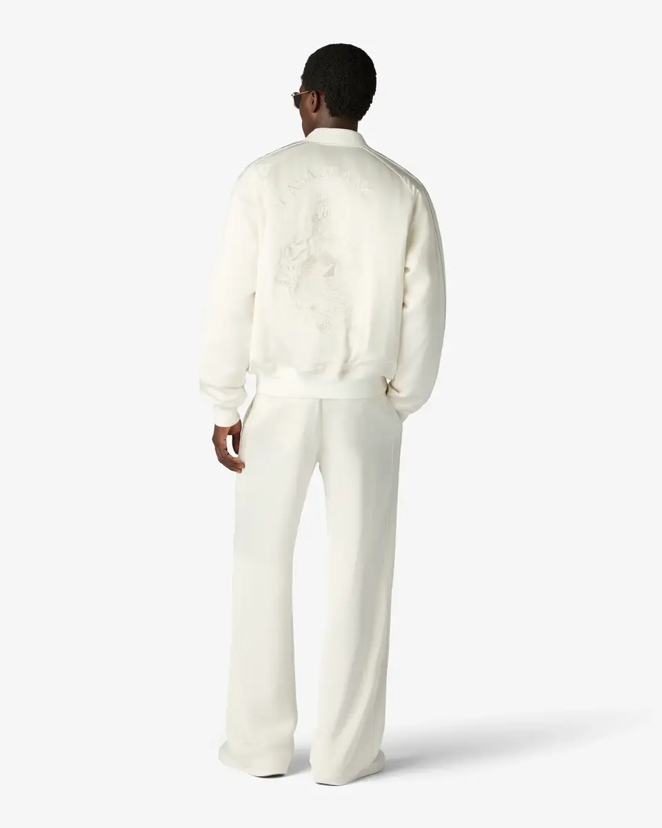 Casablanca Off White Hotel Emblem Satin Bomber Jacket | Thumbnail 3 Casablanca Off White Hotel Emblem Satin Bomber Jacket | Thumbnail 3