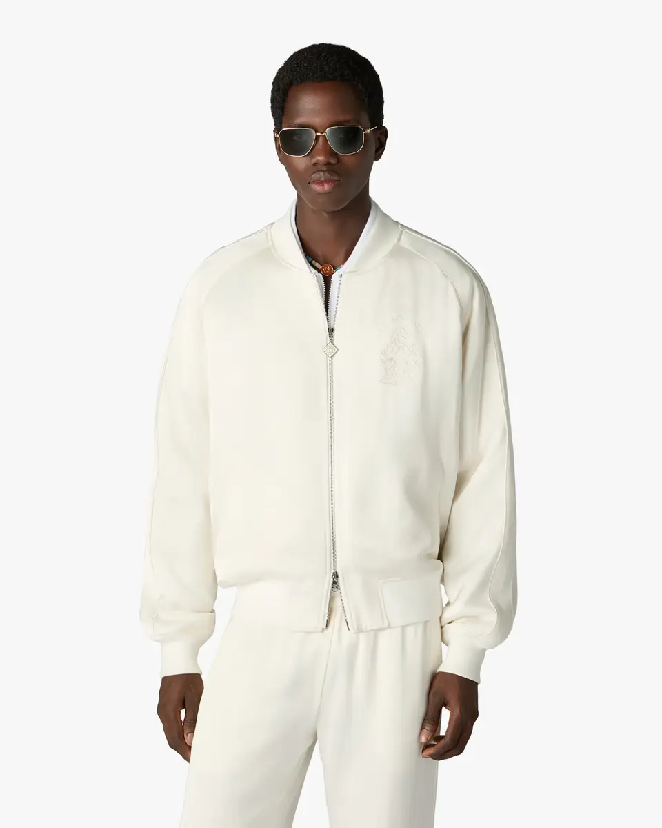 Casablanca Off White Hotel Emblem Satin Bomber Jacket | Thumbnail 4 Casablanca Off White Hotel Emblem Satin Bomber Jacket | Thumbnail 4