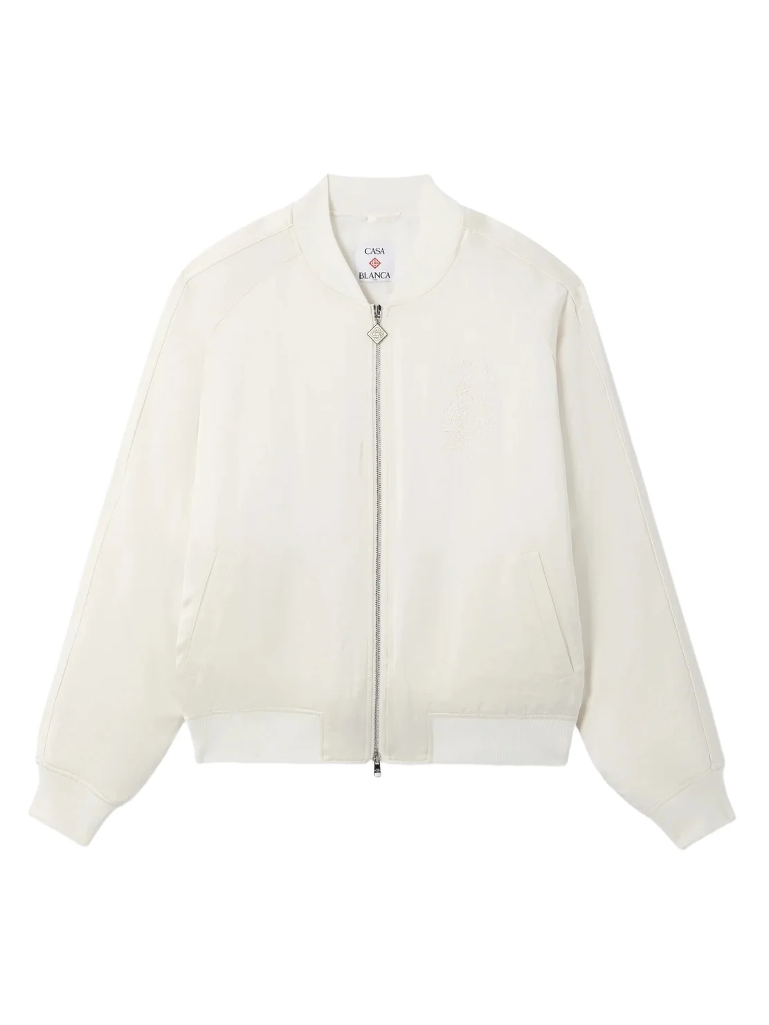 Casablanca Off White Hotel Emblem Satin Bomber Jacket