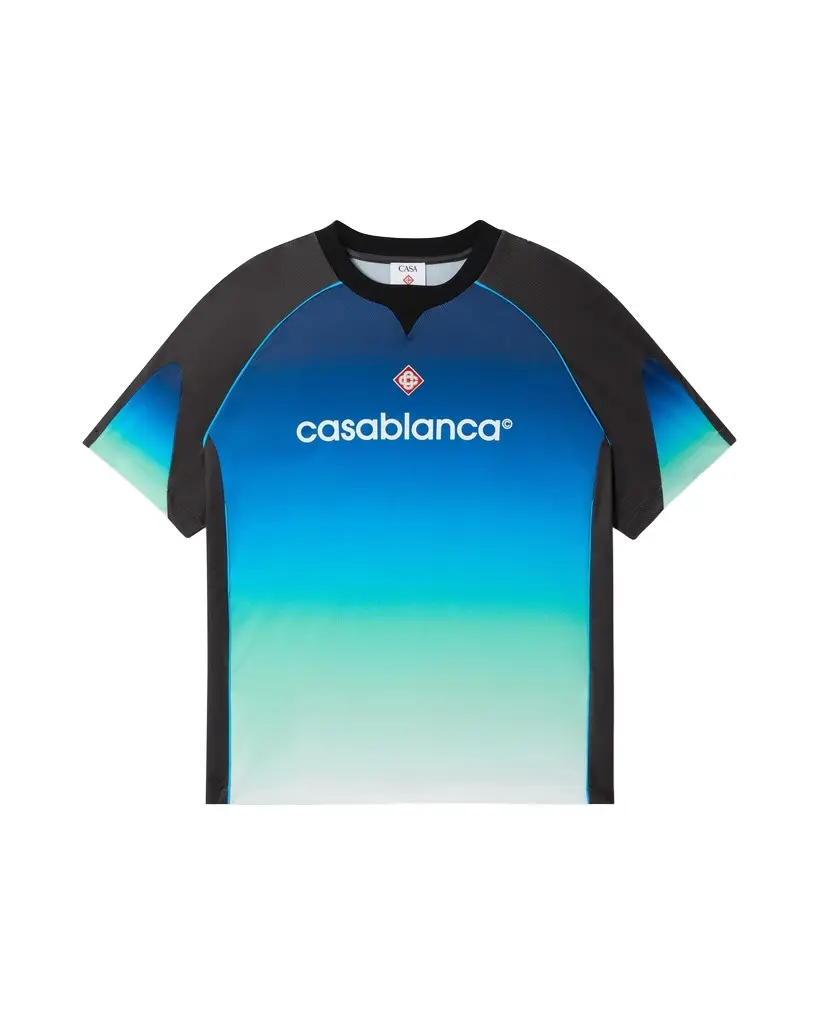 Casablanca Blue & Green Gradient Short Sleeve Football Shirt