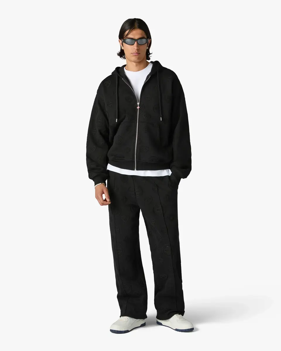 Casablanca Black Applique Monogram Zip-Up Hooded Sweatshirt | Thumbnail 2 Casablanca Black Applique Monogram Zip-Up Hooded Sweatshirt | Thumbnail 2