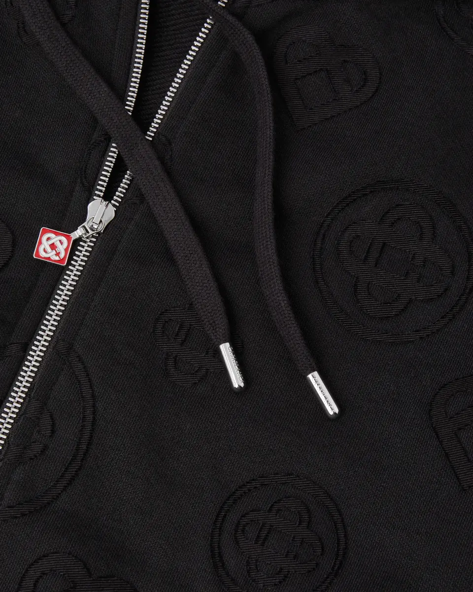 Casablanca Black Applique Monogram Zip-Up Hooded Sweatshirt | Thumbnail 6 Casablanca Black Applique Monogram Zip-Up Hooded Sweatshirt | Thumbnail 6