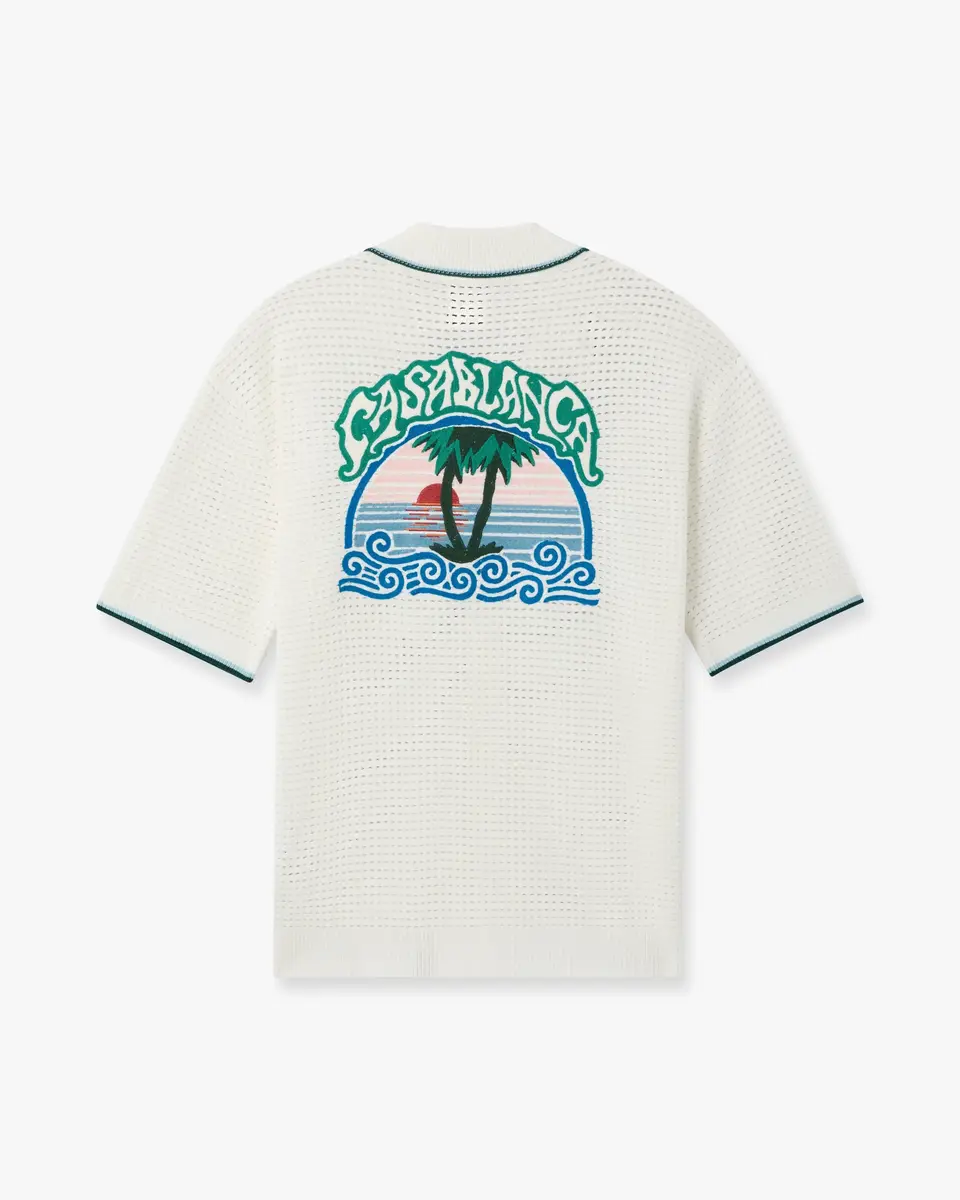 Casablanca White Palm Tree Emblem Crochet Short Sleeve Shirt | Thumbnail 6 Casablanca White Palm Tree Emblem Crochet Short Sleeve Shirt | Thumbnail 6