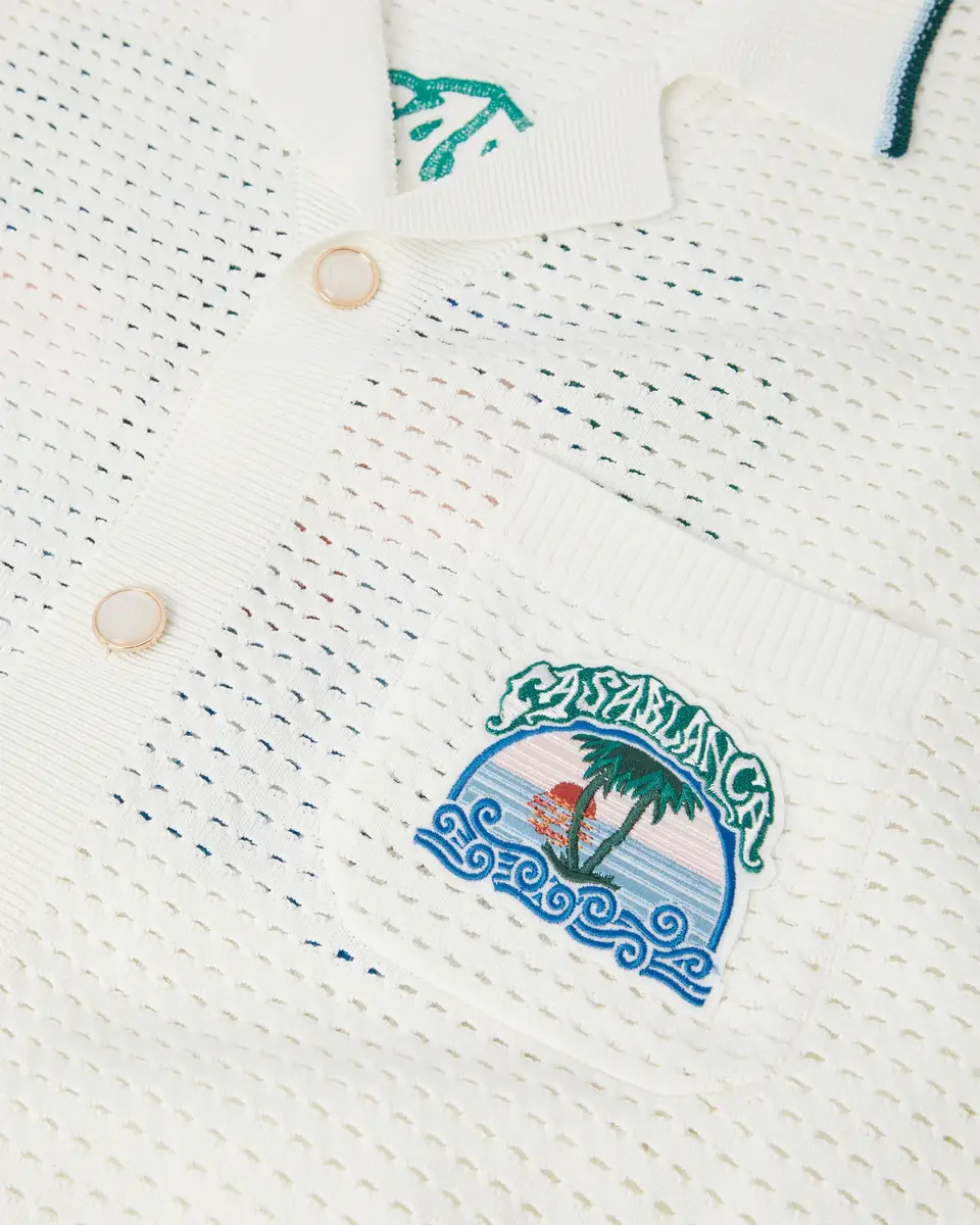 Casablanca White Palm Tree Emblem Crochet Short Sleeve Shirt | Thumbnail 7 Casablanca White Palm Tree Emblem Crochet Short Sleeve Shirt | Thumbnail 7