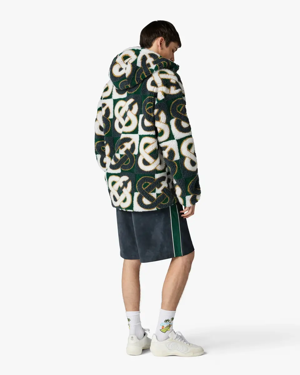 Casablanca Green & Navy Check Monogram Fleece Jacket | Thumbnail 3
