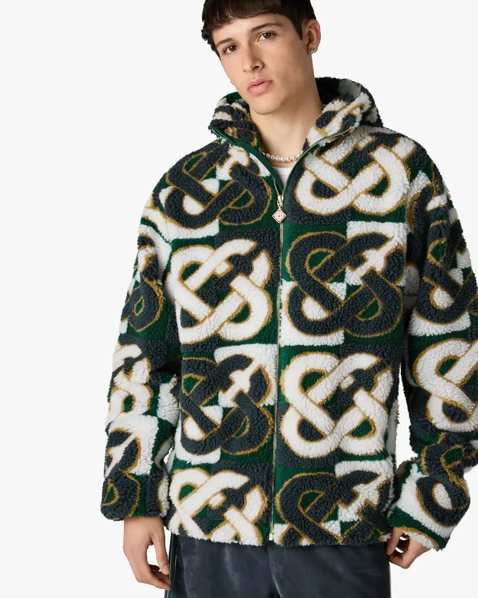 Casablanca Green & Navy Check Monogram Fleece Jacket | Thumbnail 4
