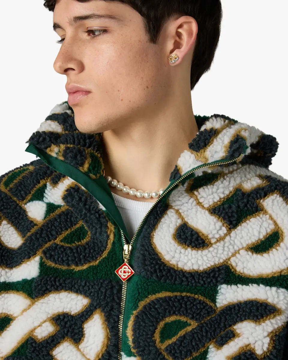 Casablanca Green & Navy Check Monogram Fleece Jacket | Thumbnail 5