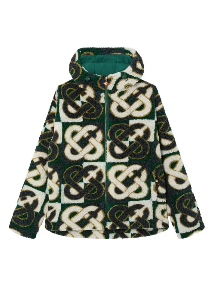 Casablanca Green & Navy Check Monogram Fleece Jacket
