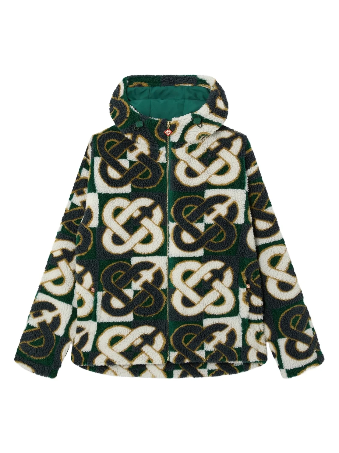 Green & Navy Check Monogram Fleece Jacket Green & Navy Check Monogram Fleece Jacket