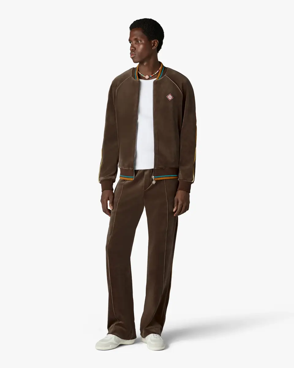 Casablanca Dark Brown Velour Track Jacket in Yellow | Thumbnail 2