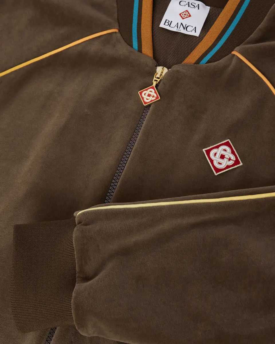 Casablanca Dark Brown Velour Track Jacket in Yellow | Thumbnail 7