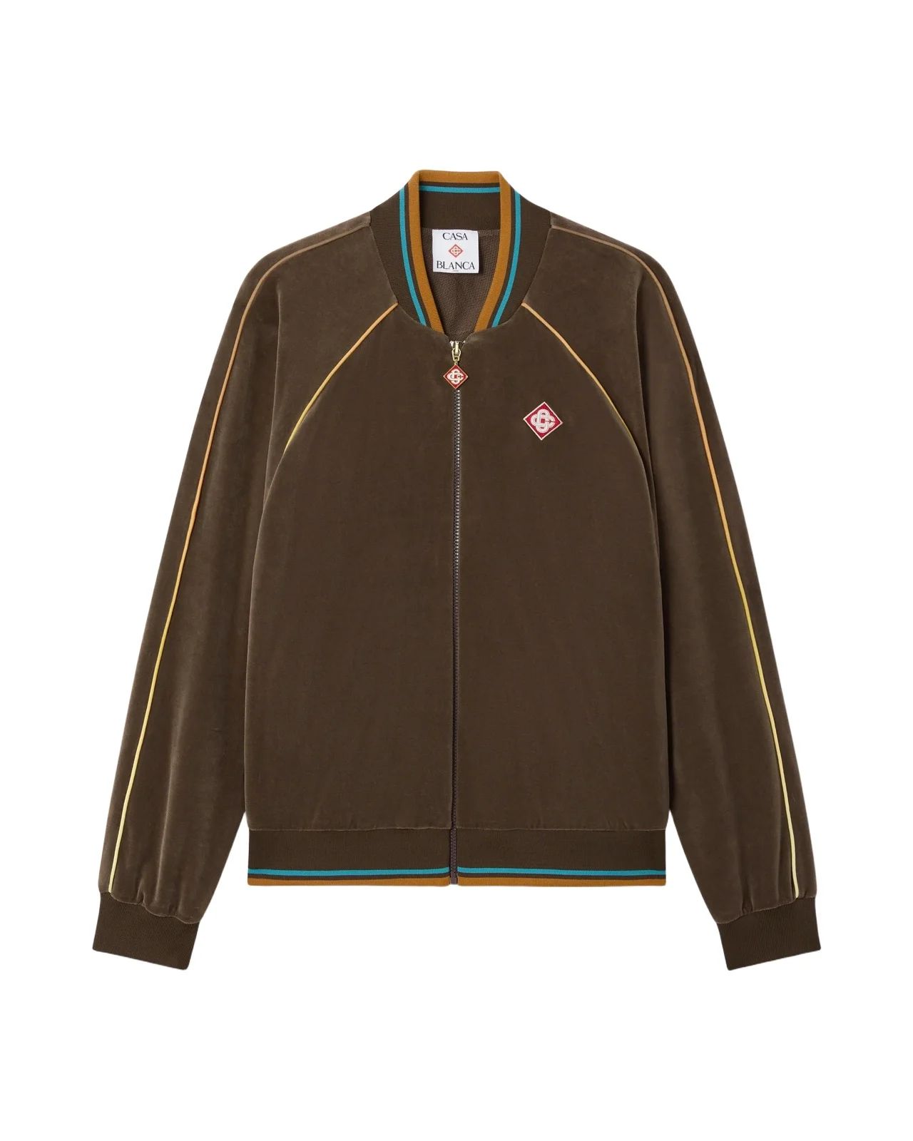Casablanca Dark Brown Velour Track Jacket in Yellow