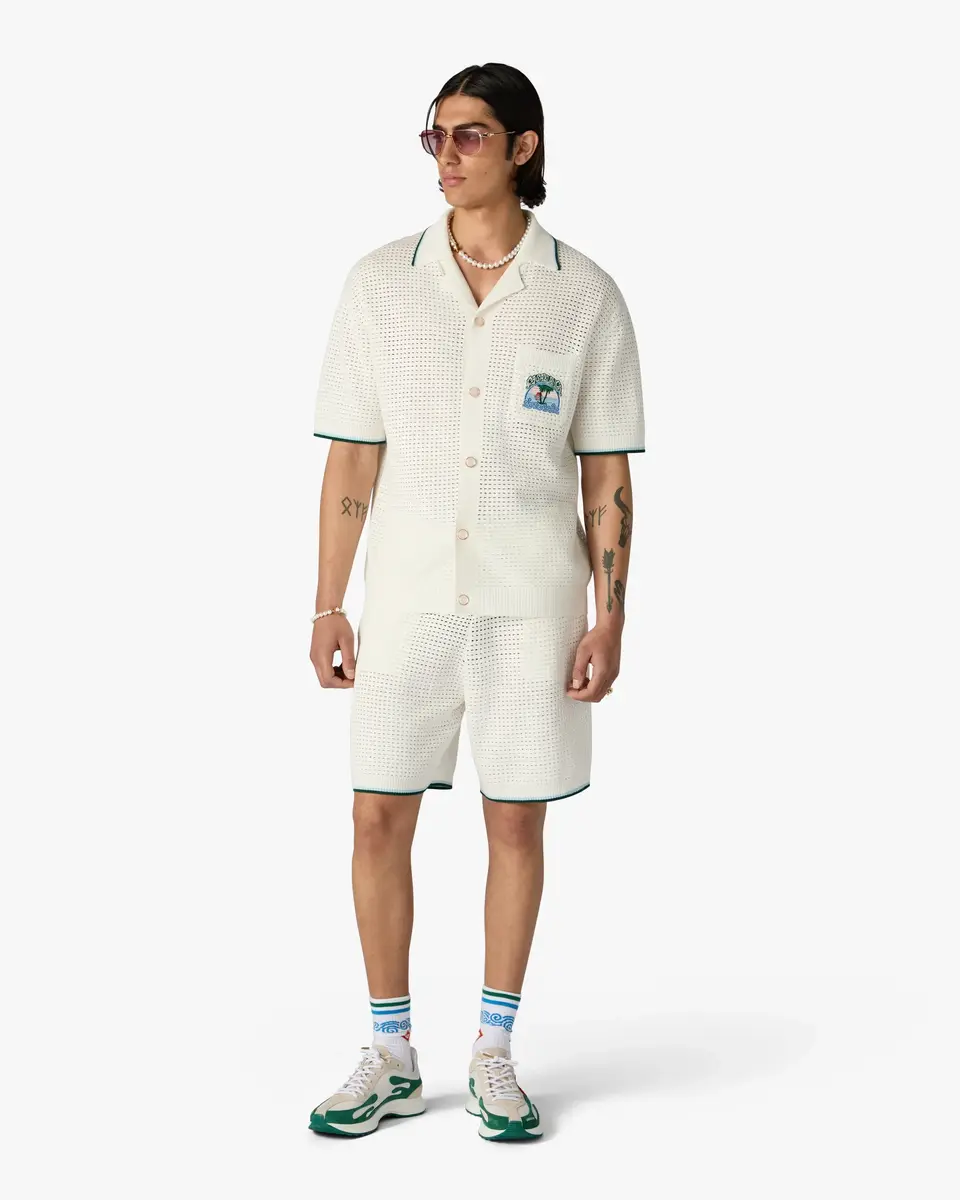 Casablanca White Palm Tree Emblem Crochet Shorts | Thumbnail 2 Casablanca White Palm Tree Emblem Crochet Shorts | Thumbnail 2