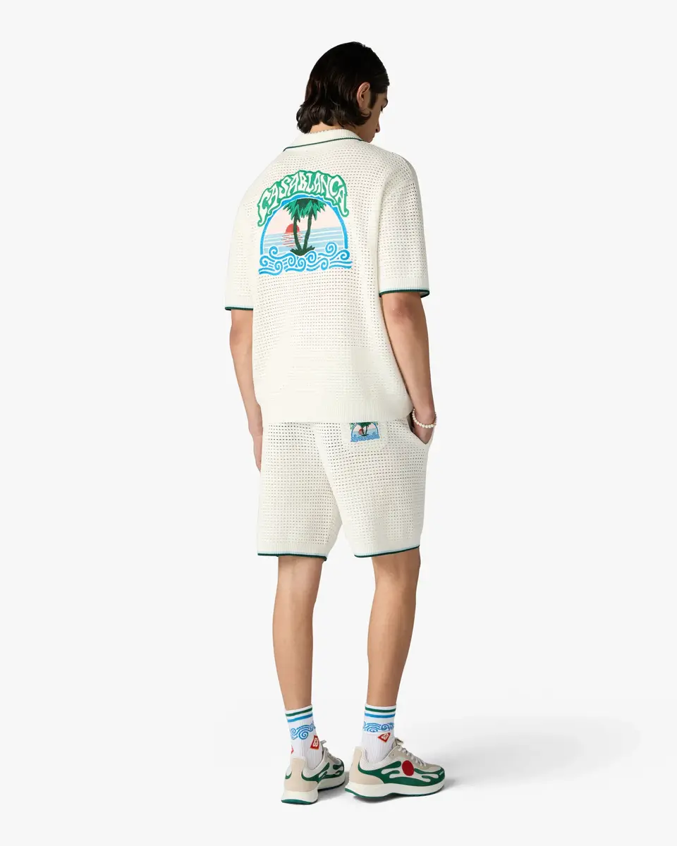 Casablanca White Palm Tree Emblem Crochet Shorts | Thumbnail 3 Casablanca White Palm Tree Emblem Crochet Shorts | Thumbnail 3