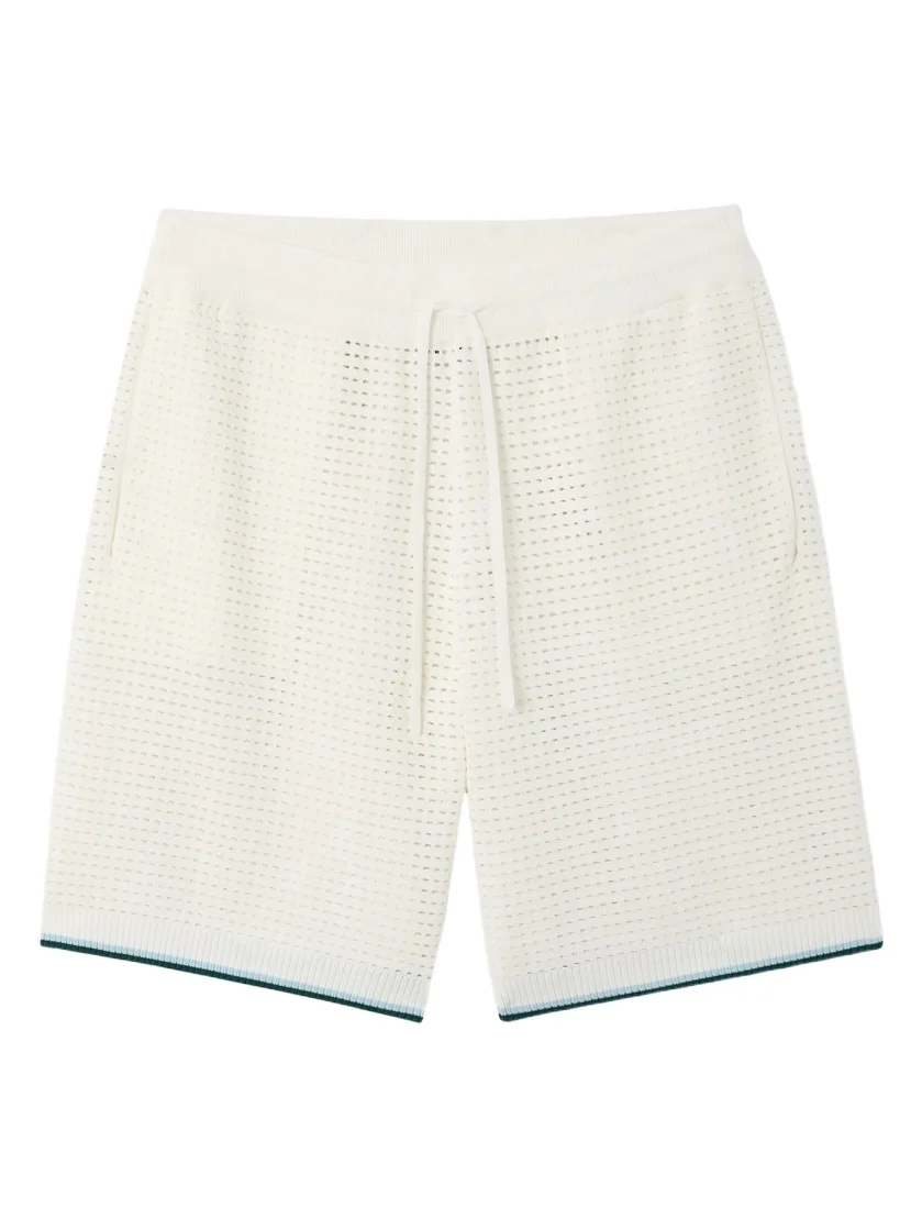 Casablanca White Palm Tree Emblem Crochet Shorts