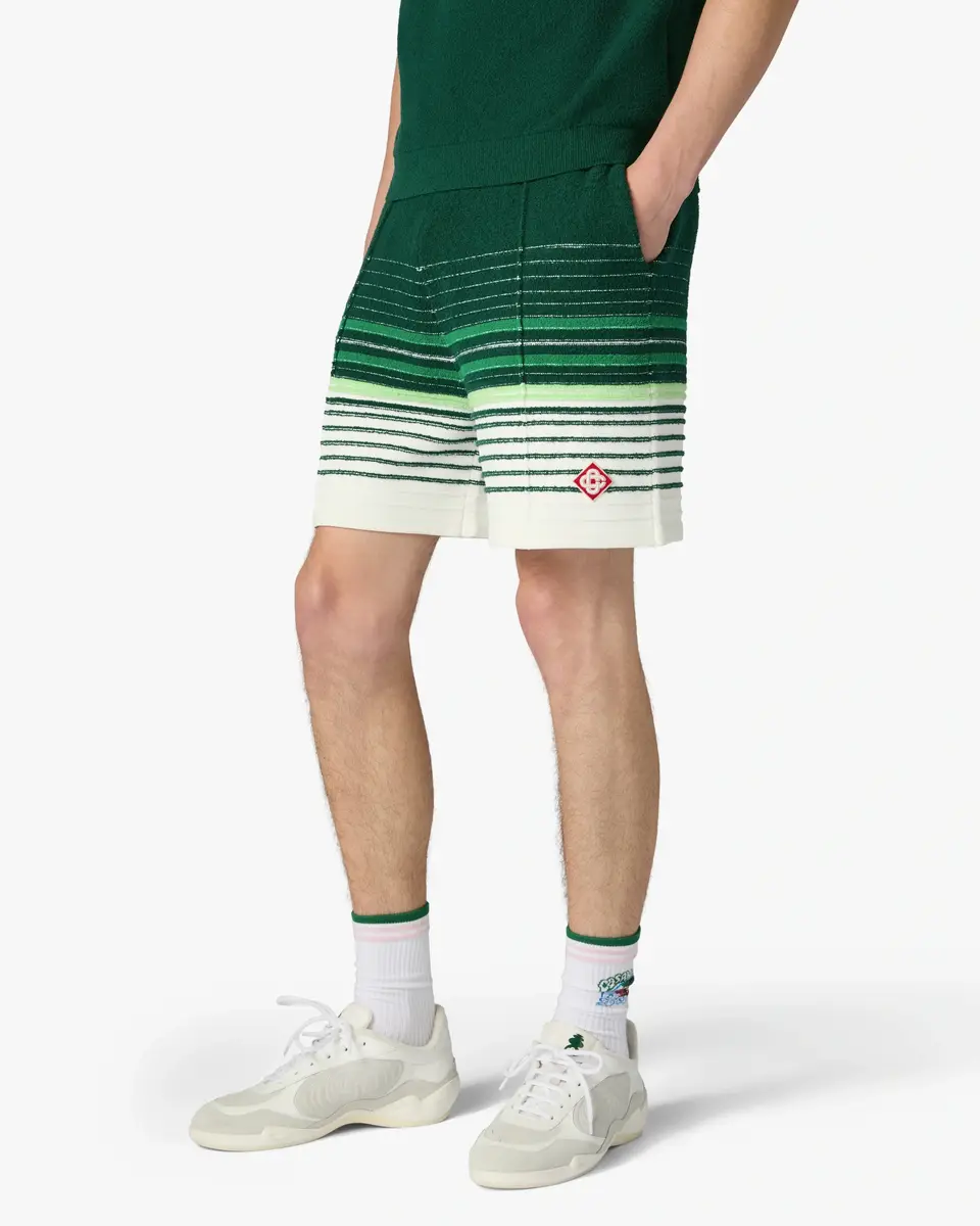 Casablanca White & Green Boucle Stripe Shorts | Thumbnail 4 Casablanca White & Green Boucle Stripe Shorts | Thumbnail 4