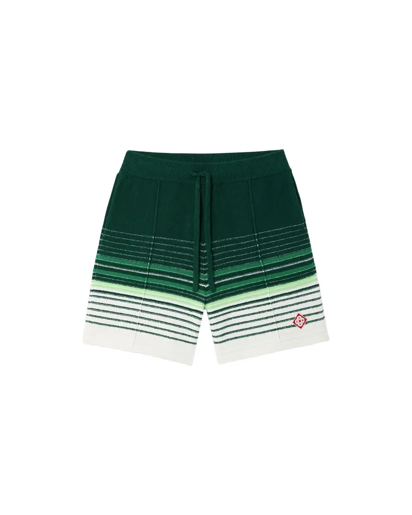 Casablanca White & Green Boucle Stripe Shorts