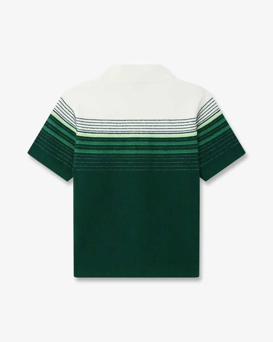 Casablanca White & Green Boucle Stripe Short Sleeve Polo Shirt | Thumbnail 7 Casablanca White & Green Boucle Stripe Short Sleeve Polo Shirt | Thumbnail 7