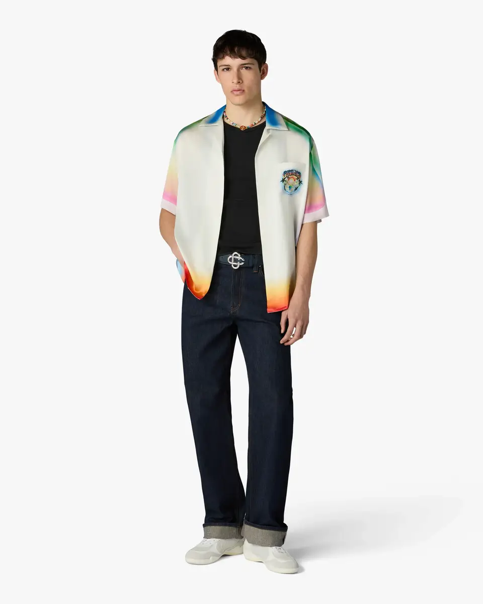 Casablanca Multicolour Airspray Short Sleeve Silk Shirt | Thumbnail 2 Casablanca Multicolour Airspray Short Sleeve Silk Shirt | Thumbnail 2