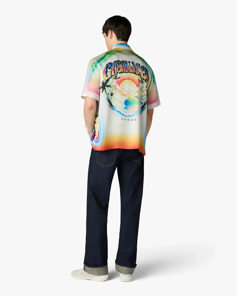 Casablanca Multicolour Airspray Short Sleeve Silk Shirt | Thumbnail 3 Casablanca Multicolour Airspray Short Sleeve Silk Shirt | Thumbnail 3