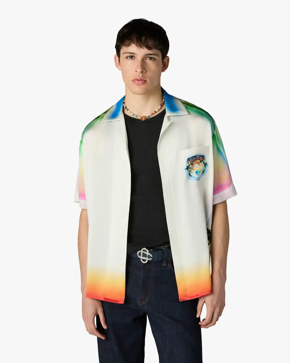 Casablanca Multicolour Airspray Short Sleeve Silk Shirt | Thumbnail 4 Casablanca Multicolour Airspray Short Sleeve Silk Shirt | Thumbnail 4