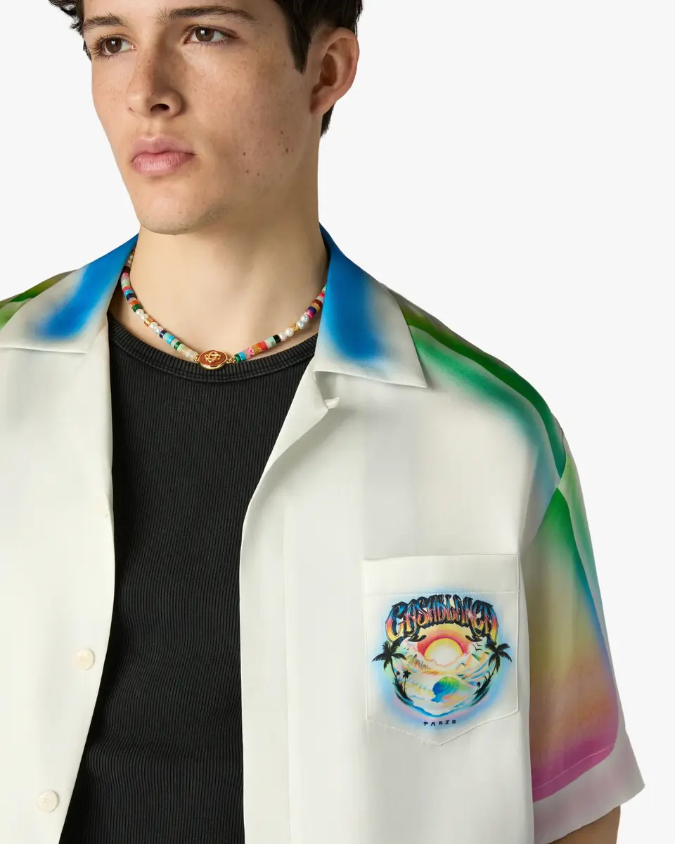 Casablanca Multicolour Airspray Short Sleeve Silk Shirt | Thumbnail 5 Casablanca Multicolour Airspray Short Sleeve Silk Shirt | Thumbnail 5