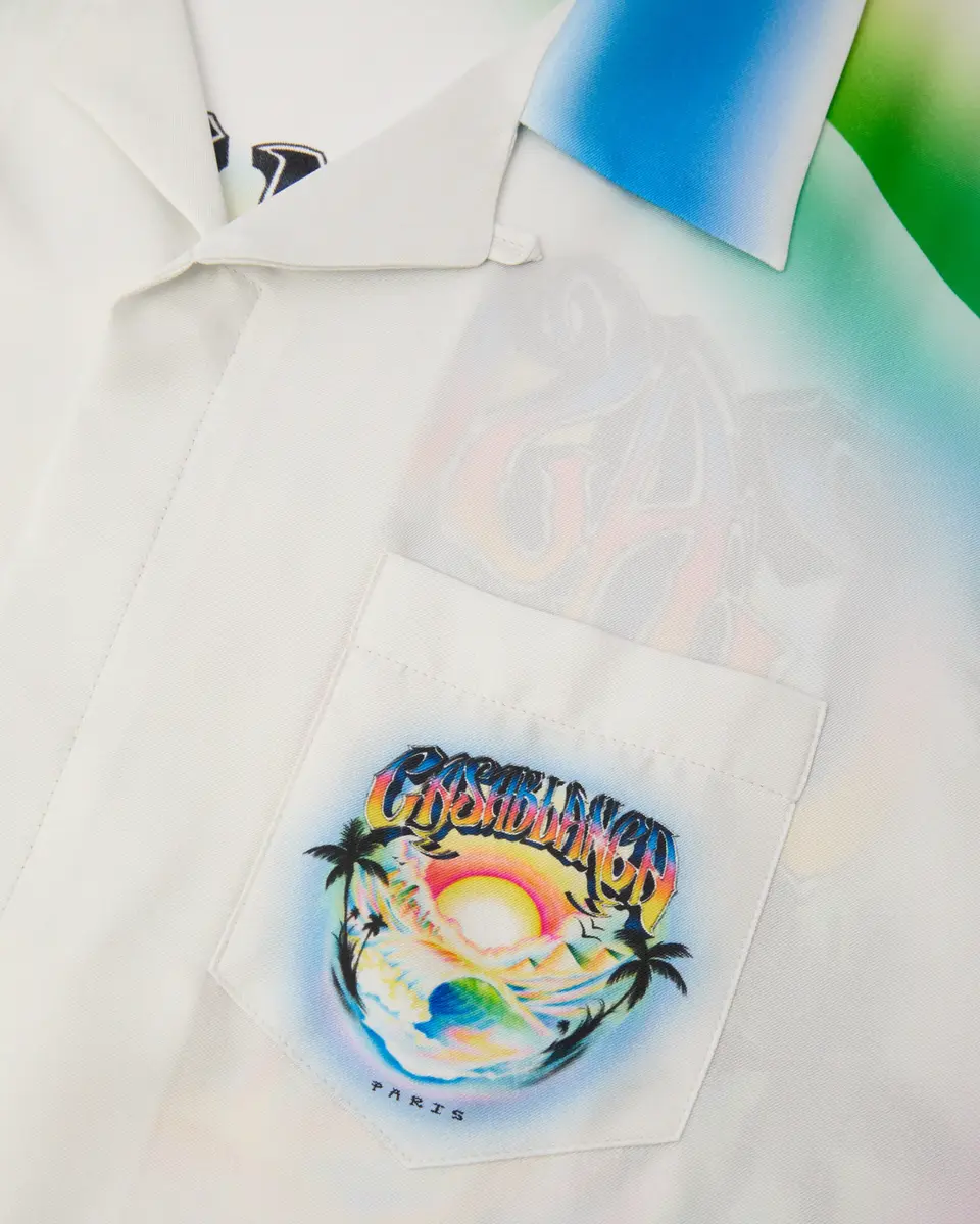 Casablanca Multicolour Airspray Short Sleeve Silk Shirt | Thumbnail 6 Casablanca Multicolour Airspray Short Sleeve Silk Shirt | Thumbnail 6