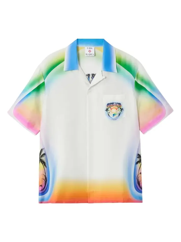 Multicolour Airspray Short Sleeve Silk Shirt